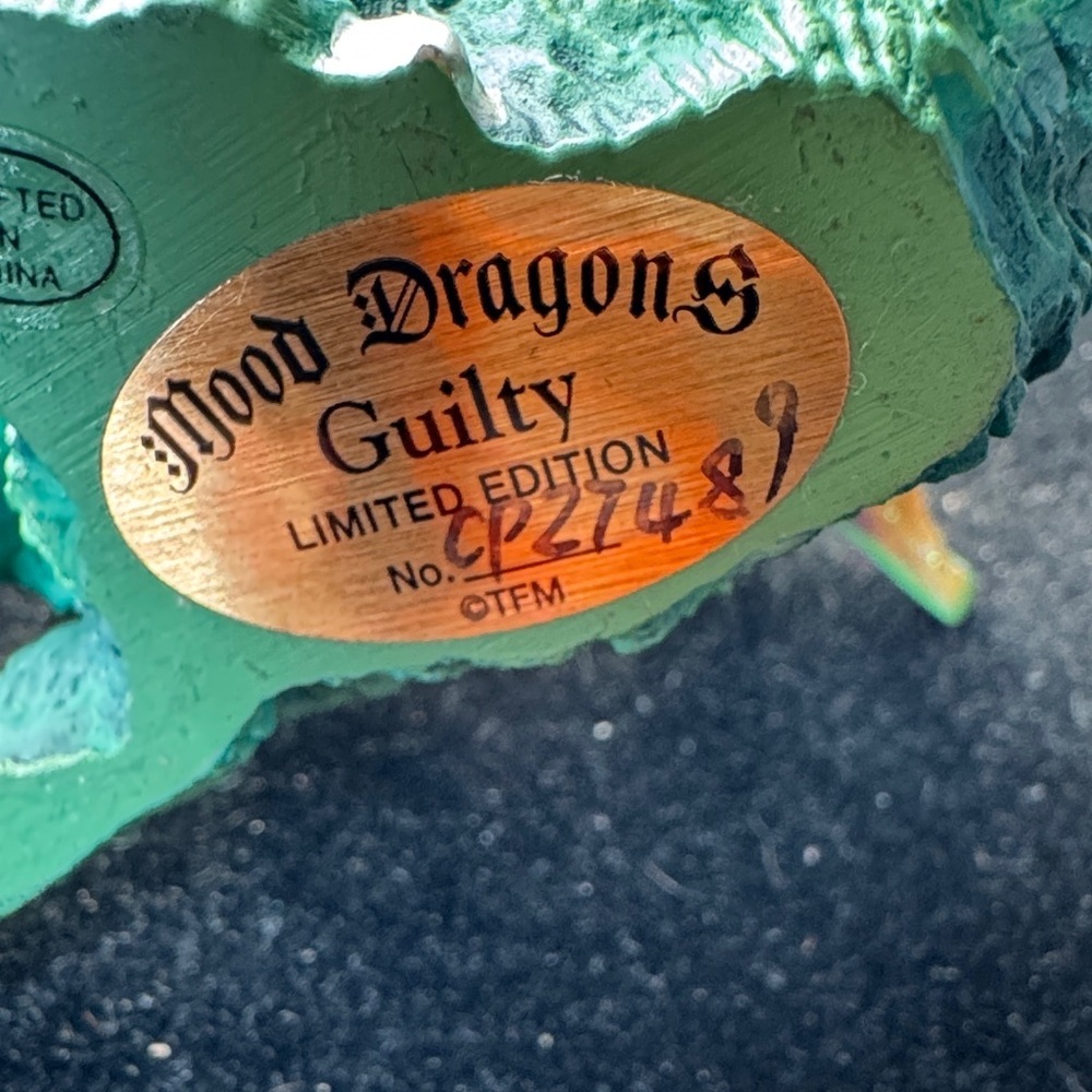 Franklin Mint Multicolor Dragon Figurine with Gemstone. “Guily” - Picture 7 of 9